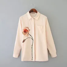 Top Design Women Elegant Blouse Nice Spring Office OL Lady Shirt Rose Print Slim Blouse Long Sleeve Lapel Shirt Fashion TN001