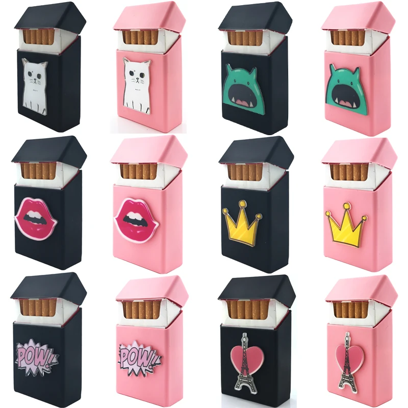 

New Cute 3D Badge Silicone Cigarette Box Cigarette Case Cover Smoking Accessories 20 Cigarettes Box Cigarette Holder Tobacco Box