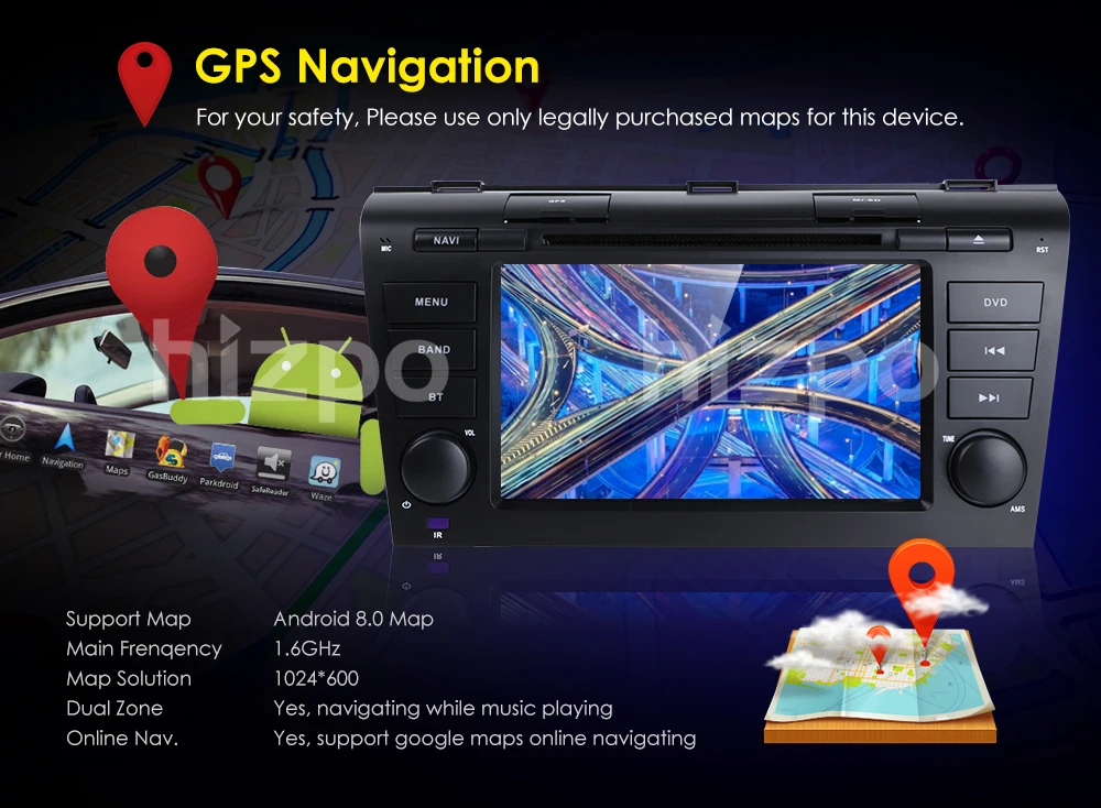 Clearance Hizpo Android 8.0 AutoRadio Car DVD Multimedia For MAZDA 3 2004/2005/2006/2007/2008/2009 Navigation GPS Player RAM 4GB ROM 32GB 10