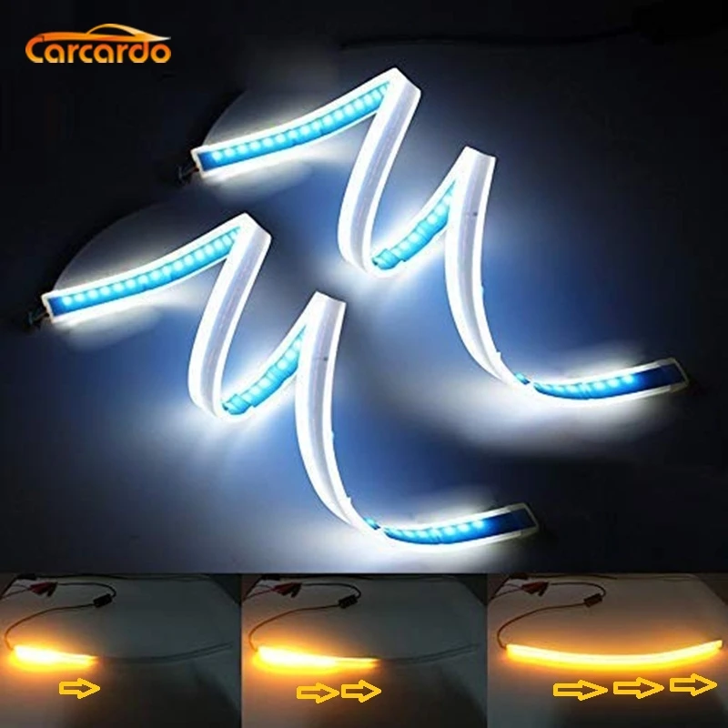 Carcarro Car Drl Led Daytime Running Light Flessibile Car Led Ambra Turn Light Silm Car Headlight Daytime Flowing Lamp