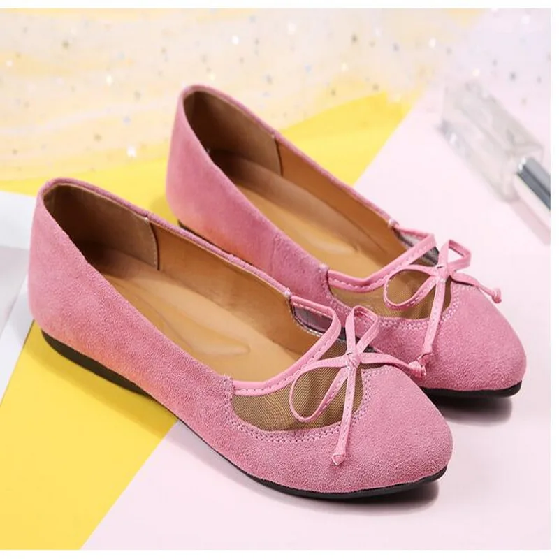 

Spring Summer womens shoe Woman bow Shallow Mouth Flat Shoes Fashion Suede Loafers Female hole hole shoes womens sandals