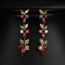 Emmaya, модные, вечерние, блестящие, AAA, цветные, яркие, циркониевые серьги, белое золото, цвет, цветок, кристалл, ювелирное изделие для женщин, свадебный подарок