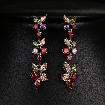 

Emmaya Fashion Party Shiny AAA Colorful Zircon Earrings White Gold Color Flower Crystal Jewelry For Women Wedding Gift