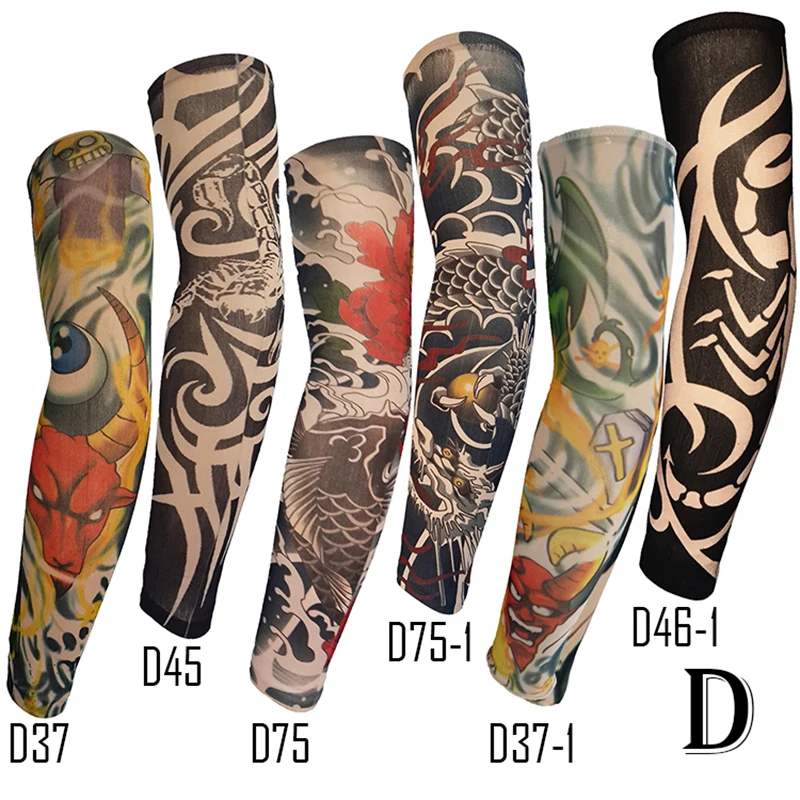 

6pcs/Pack Fake Tattoo Arm Sleeve Cool Pattern Straight Style Unisex UV Protection General Outdoor Party Wearing