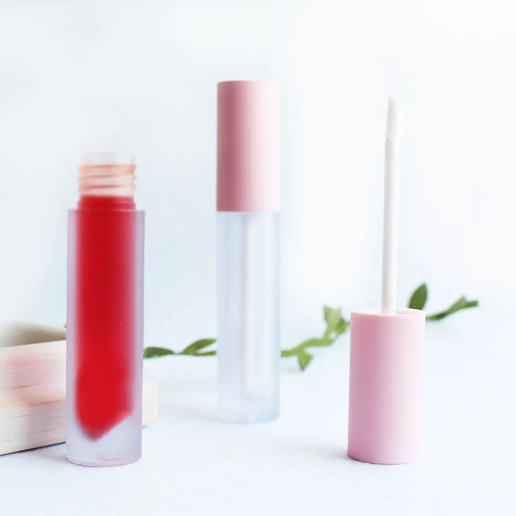 

Frosted Pink Round Lip Gloss Tint Plastic Tubes DIY Empty Makeup Big Lipgloss Liquid Lipstick Case Beauty Packaging 20pcs/lot