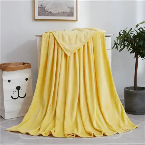 Супер мягкие фланелевые одеяла 19 цветов коралловый флис Лето Пледы зима простыня диван покрывало плед мех одеяла на кровать - Цвет: Yellow