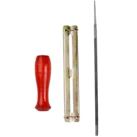 עץ ידית המנסרים ברגים עם 7 Piece המנסרים עיפרון קובץ סט 5/32 3/16 7 / ס"מ עגול קובץ עץ ידית מדריך קובץ אודיו דיפ (3)