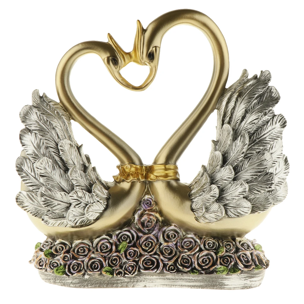 European Couple Kissing Swan Figurines Home Decoration Wedding Gifts Wine Cabinet Display Resin Crafts Household Swan Miniatures