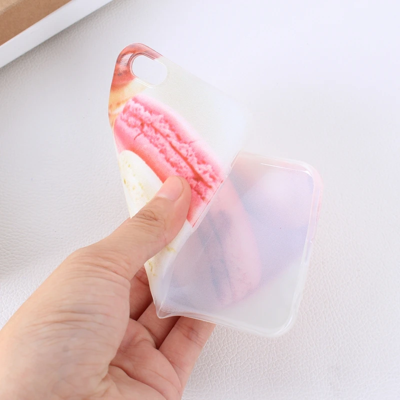 Case Of Pink Cake Macaroon On Print For Apple iPhone 5 5S 6 6S CasesTPU Back Cover Shell Capa Transparent back cover  (1)