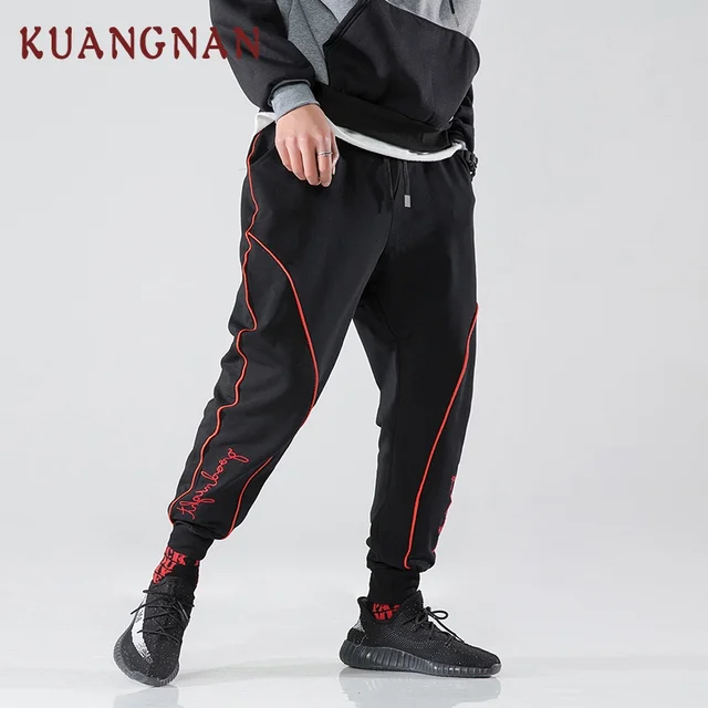 KUANGNAN Japan Style Striped Pants Men Jogger Japanese Streetwear ...