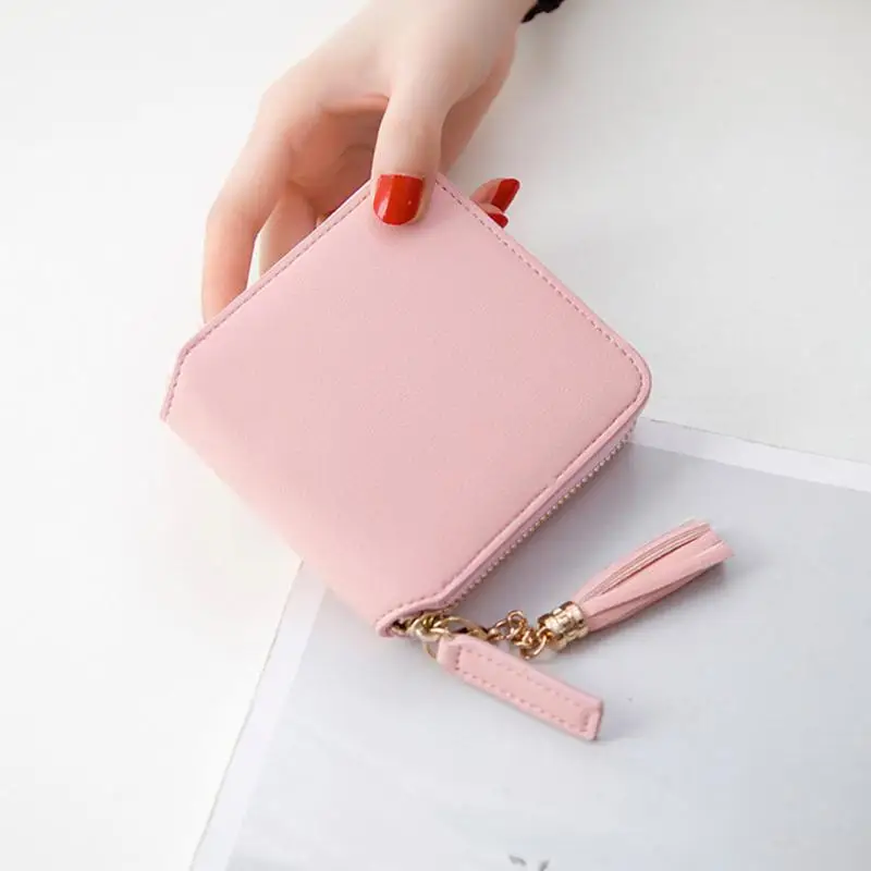 

2018 Tassel Wallet Women Coin Purses Holders Female Zipper Leather Tassel Pendant Money Wallets Hot Fashion Wine Red Clutch Bag
