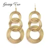 3 Circles Long Hanging Earrings for Women Gold Color Multi-layers Wrap Round Big Statement Exaggerated FashionEar Jewelry