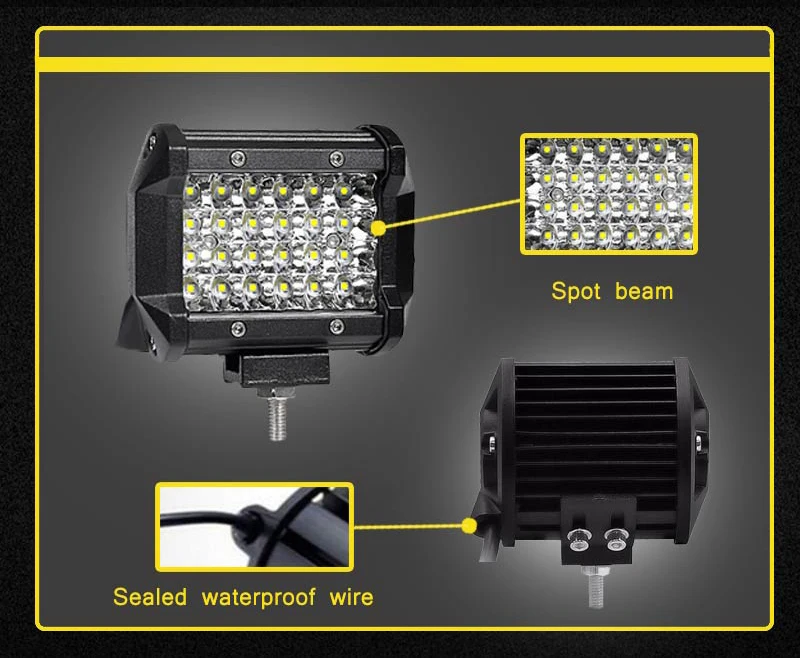 Светодиодный светильник для автомобиля 4X4 внедорожный точечный луч головной светильник s для авто 72 Вт 4 дюйма светодиодный рабочий светильник для автомобиля SUV ATV светодиодный противотуманный светильник