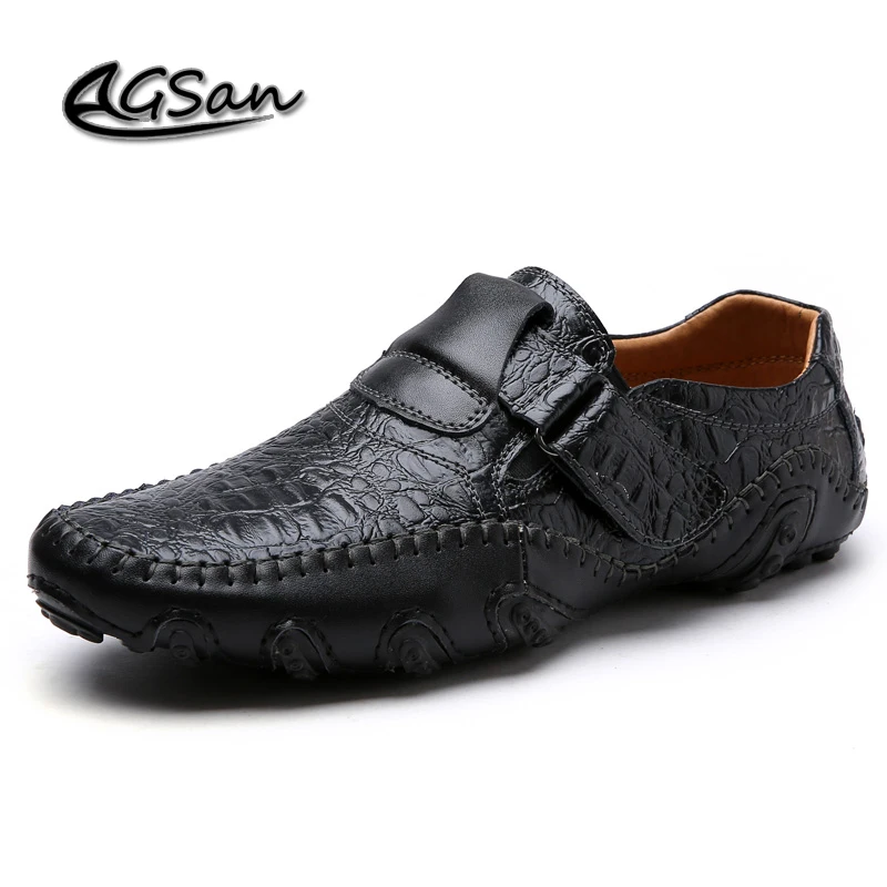 

AGSan octopus loafers men striped casual shoes male genuine leather boat shoes black slip on shoes brown moccasins driving flats