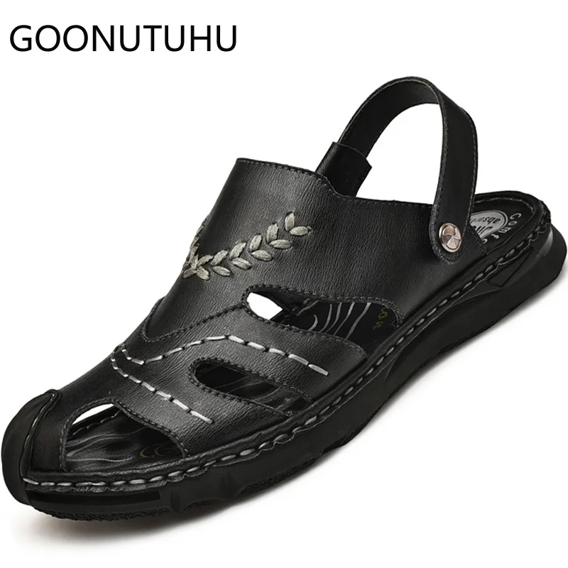 

2019 fashion men's sandals casual leather shoes male summer breathable beach sandal man flats outdoor sandals for men hot sale