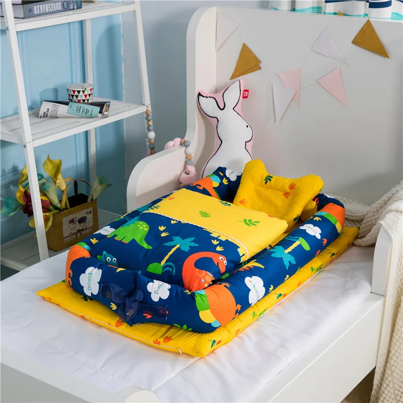 Детская кроватка-гнездо с одеялом портативная Съемная моющаяся кроватка дорожная кровать для детей младенческая хлопковая Колыбель для новорожденных бампер