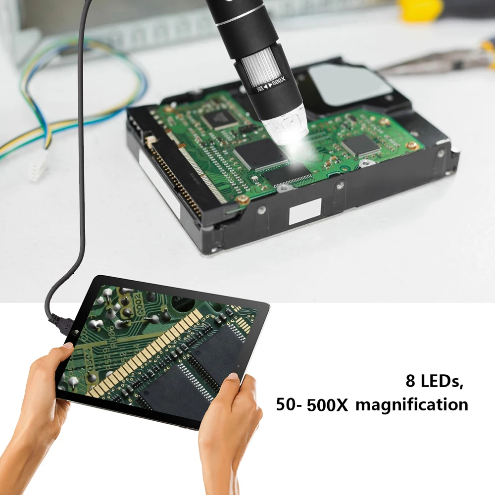 500X/1000X8 светодио дный светодиодный электронный микроскоп цифровой микроскоп USB Ручной microscopio с 8 светодио дный s без кронштейна 300000 пикселей
