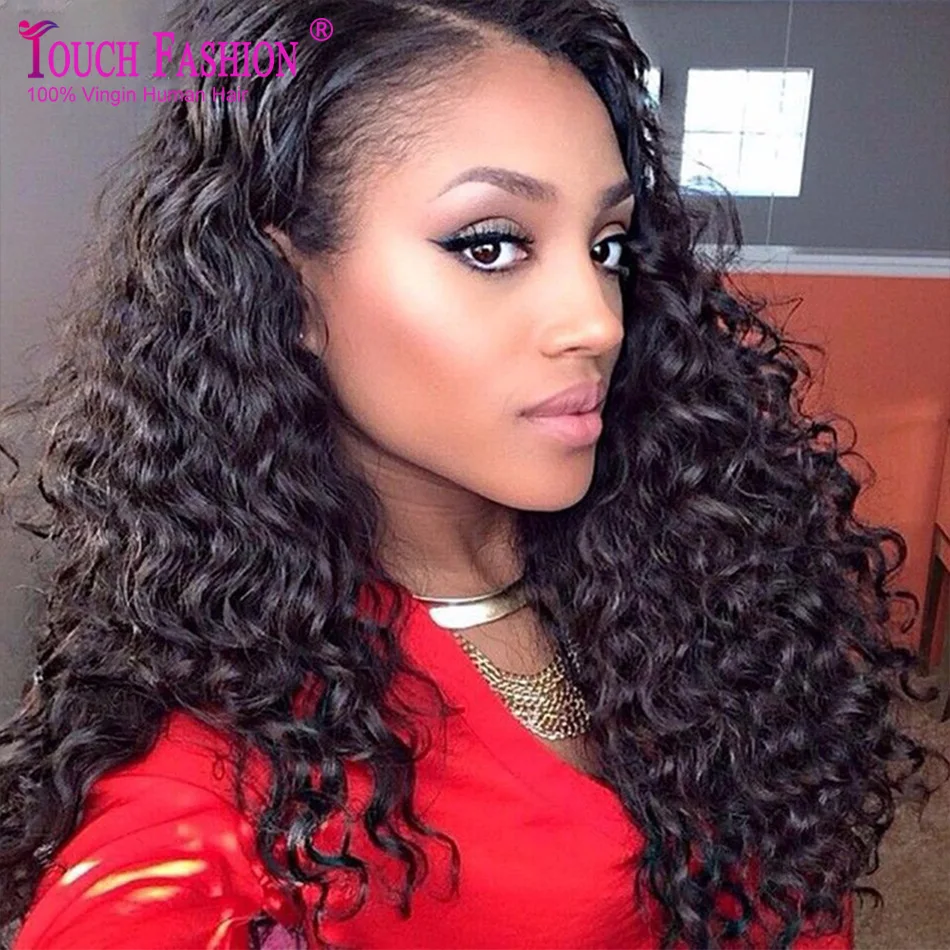 

Deep Part 13*6 Culy Lace Front Wig Virgin Peruvian Human Hair Glueless Deep Curly Front Lace Wigs With 150% Baby Hair On Sale
