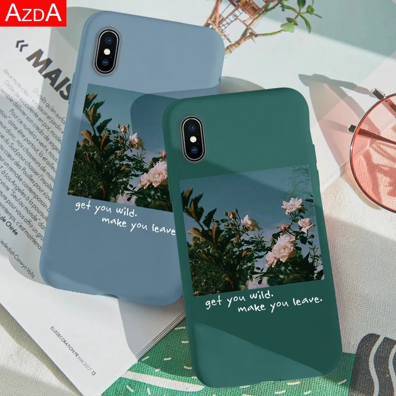 

Soft Silicone Matte Cover For iPhone 7 Plus Plant Flower Phone Cases For iPhone X XR XS Max Coque For iPhone 6 6S 7 8 Plus Case