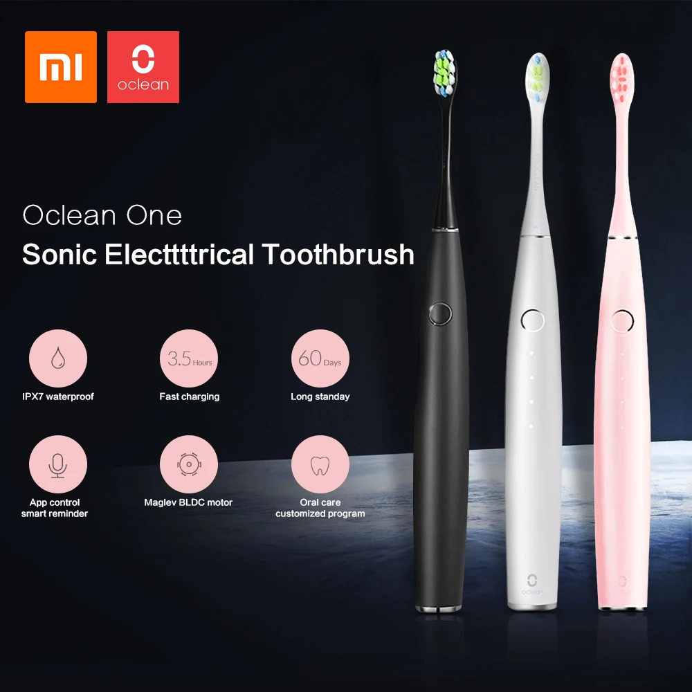 Xiaomi Oclean One электрический набор зубных щеток с 2 головкой щетки настенный держатель приложение управление водонепроницаемый Быстрая зарядка зубная щетка