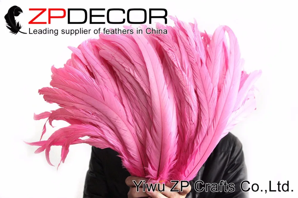 35-40cm fully dye rooster tail feathers pink (1)