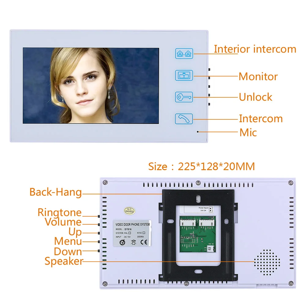 7 "TFT RFID распознавания отпечатков пальцев пароль видео домофон дверной звонок с не-Электрический удар дверного замка