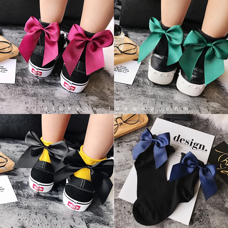 

3pairs/lot big bow cotton socks women fashion 2019 new arrival