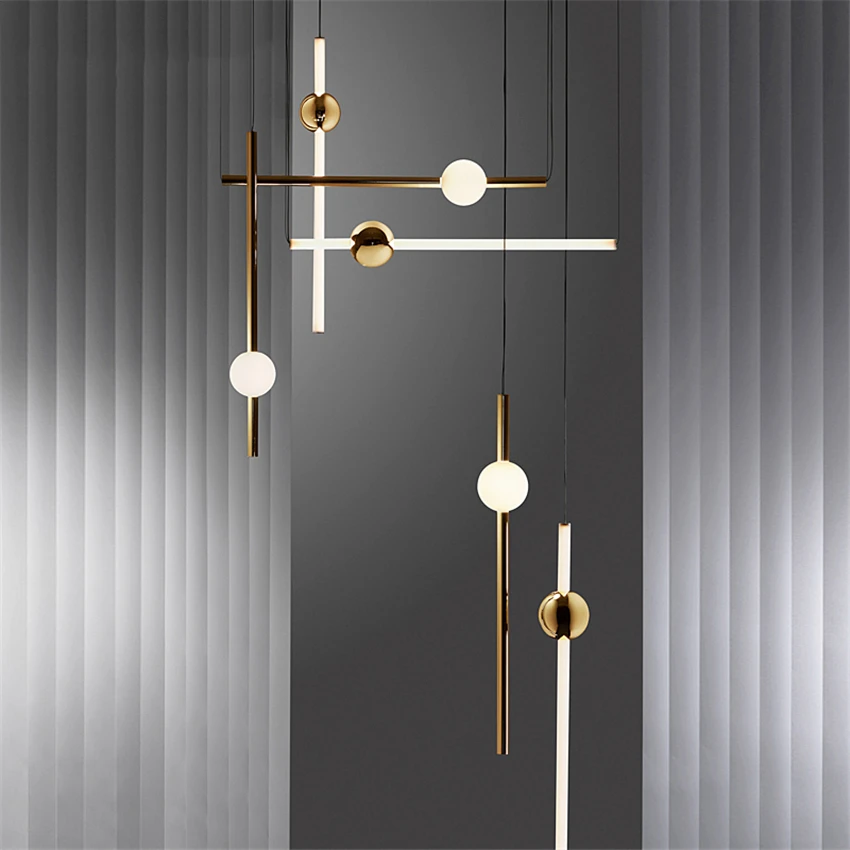 Us 122 94 20 Off Nordic Led Pendant Lamps Lights Loft Gold Led Chandelier Stick Living Room Hotel Hall Clothing Store Suspension Lights Fixtures In