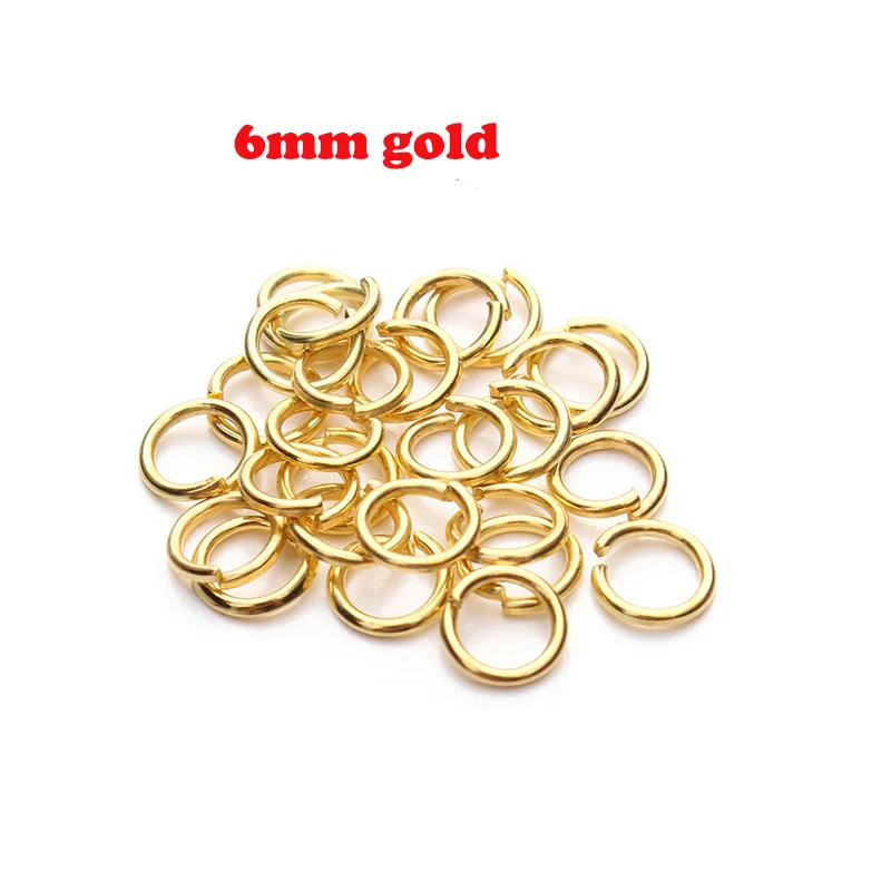 200 шт./лот, 4 мм, 6 мм, прыгающее кольцо с одной петлей, открытые прыгающие кольца, раздельные кольца для ювелирных изделий, ожерелья, браслетов, цепей, соединитель F309 - Цвет: 6mm gold jump ring