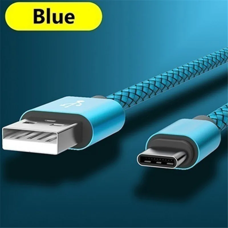 متعددة اللون 3 متر سريعة تهمة USB نوع C كابل الهاتف المحمول سريع شحن سلك خط 2.4A USB C البيانات الحبل