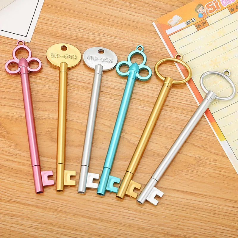 60 Pcs Key Neutral Pen and Lovely Cartoon Creative Stationery Key Learning Office Retro Water-based Pen Stationery Wholesale