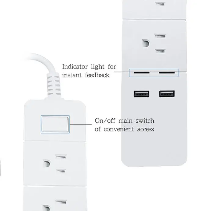 Tuya Smart WiFi Power Strip smart US plug Переключатель перегрузки защита от перенапряжения 3