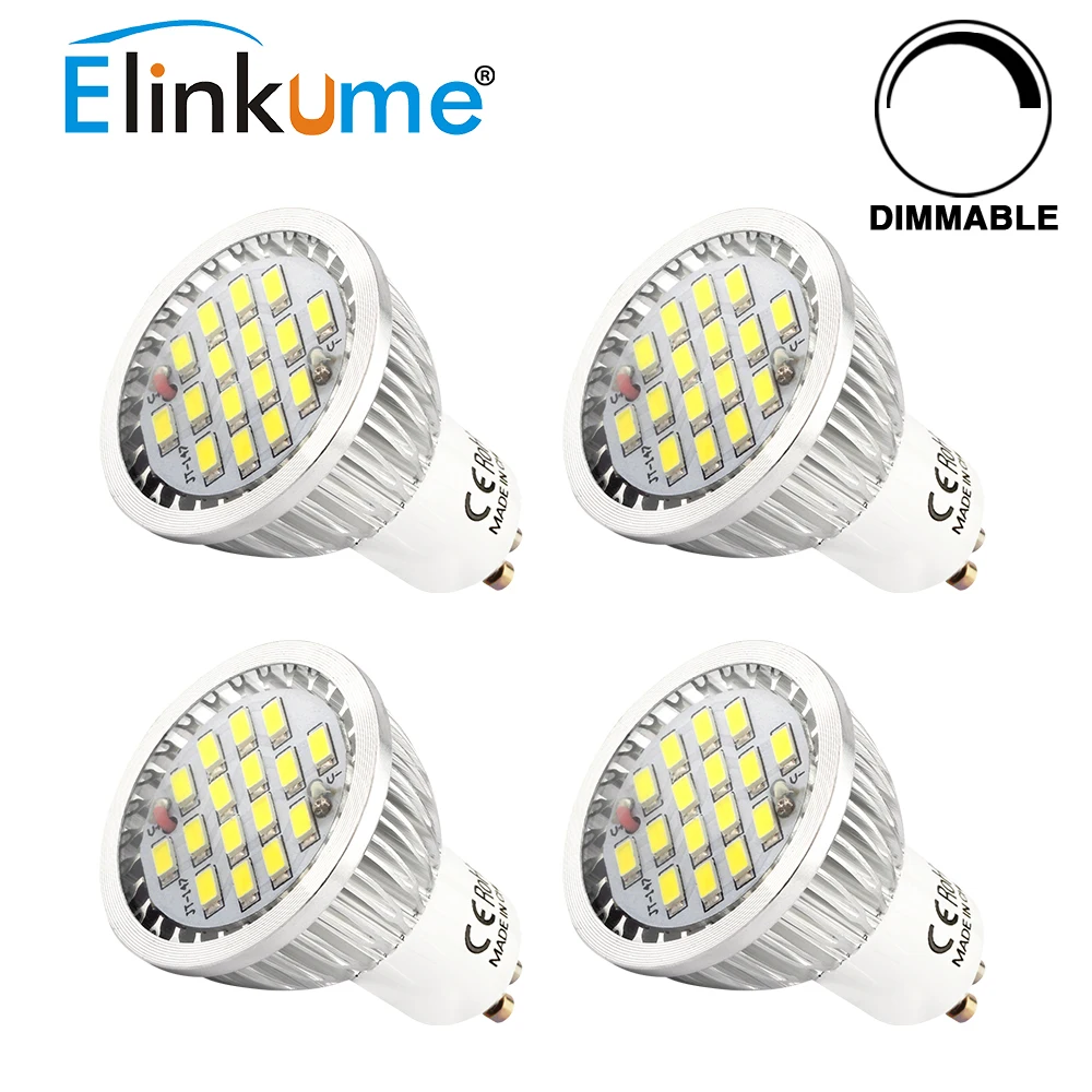 

Elinkume 4/10pcs GU10 Dimmabl LED Bulbs 5W Spotlight Lamp 16pcs SMD2835 Ampoule for Downlight 220V Energy saving Light