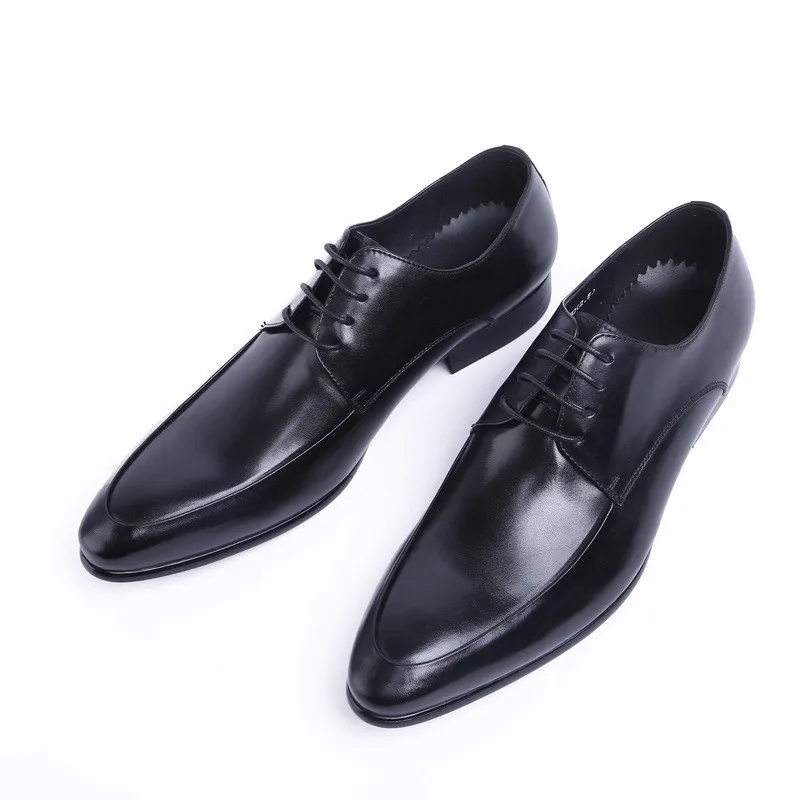 

Pointed Toe Genuine Cow Leather Formal Shoes Men Black Red Business Office Flats Luxury Fashion Lace Up Oxford Shoes JMH-A0025