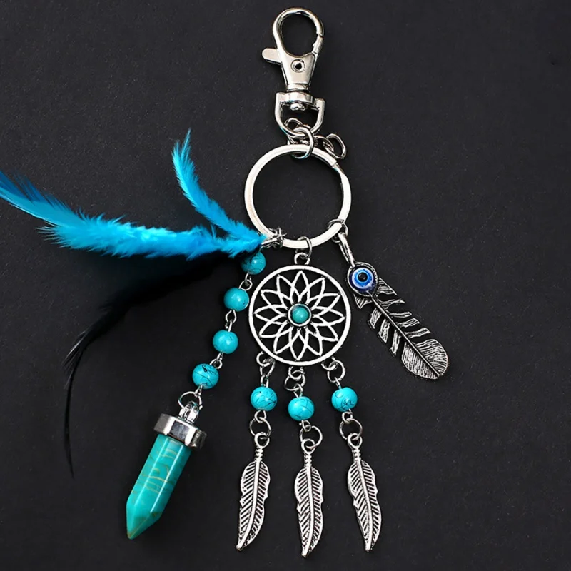 

Creative Handmade Feather Dream Catcher Keyring Keychain Decor Car Bag Hanging Decoration Pendant New Year Dreamcatcher Gift