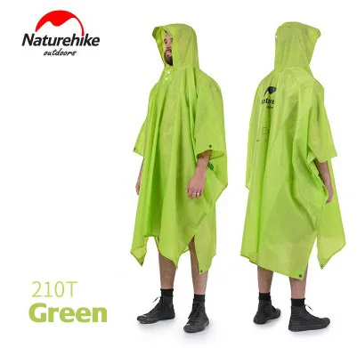 Naturehike 3 в 1 дождевые куртки многофункциональное пончо дождевик для мужчин и женщин навес для велосипеда электрический автомобиль открытый прогулки Рыбалка водонепроницаемое пальто - Цвет: 210T Green