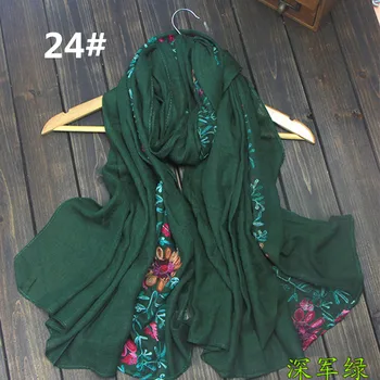 

Embroidery flower print solid plain color scarf viscose cotton shawl Scarf Muslim hijabs scarf independence packing 10pcs/lot