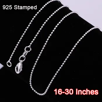 

Discount 16-30 Inches New 20PCS Ball Beads Prayer Necklace Chains Pure 925 Sterling Silver Findings DIY Jewelry
