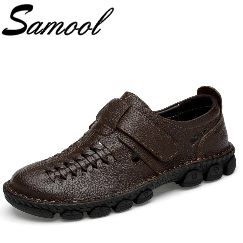 

Men Sandals Genuine Leather Summer Breathable Sandals Men Outdoor Casual Sandals For Men Beach Shoes Sandalias Sandalen wx5