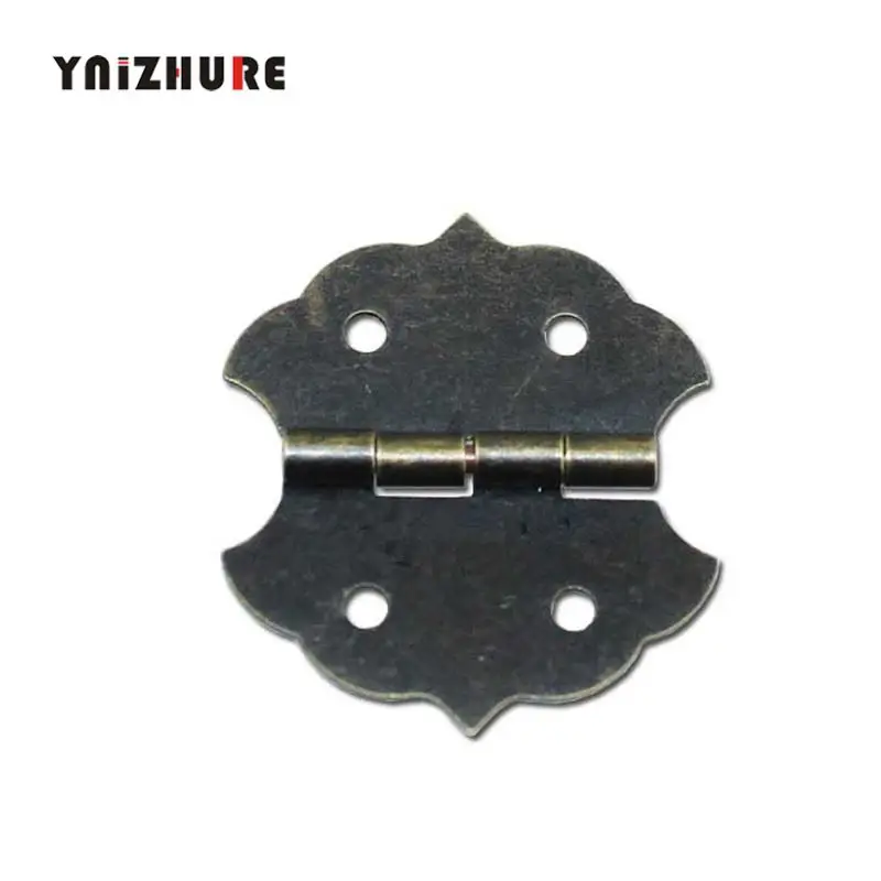 Small Flower Cabinet Door Hinge,Door Butt Hinges For DIY Box,4 Holes Bronze Tone Bag Accessory,29*32mm,With Screws,12Pcs