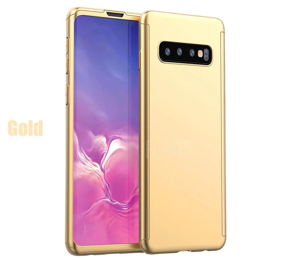 360 градусов чехол для телефона для samsung Galaxy A50 S10 S9 S8 плюс A7 Note 9 8 A9 A8 A5 Защитная крышка для J4 J5 J6 J7 M20 чехол - Цвет: Glod