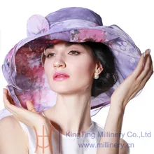 Señoras Sombrero Del Organza de Boda de La Iglesia Derby Playa Partido de Tarde Del Coctel Gorra de sol Vintage Dress Fedora de Ala Ancha Bufanda Chal con sombrero