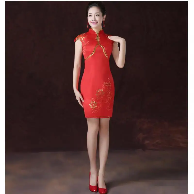 Белый женский цветок Qipao восточный женский улучшенный Cheongsam китайский невесты печатных атласное свадебное платье vestidos XS-XXL