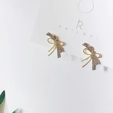 Новое поступление, металлические женские серьги с бантом, нежные серьги для ногтей, блестящие серьги неправильного дизайна, Женские Ювелирные изделия