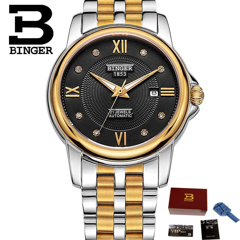 Hot Fashion Binger Original Top Brand Women Dress Luxury Automatic Mechanical Watch Self-Wind Leather relogio montre femme - Цвет: Women watch 04