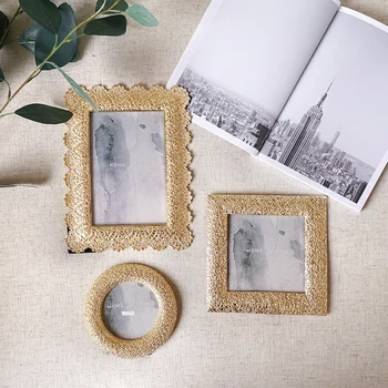 

European style modern simple creative metal photo frame lace carved frame decorative frame