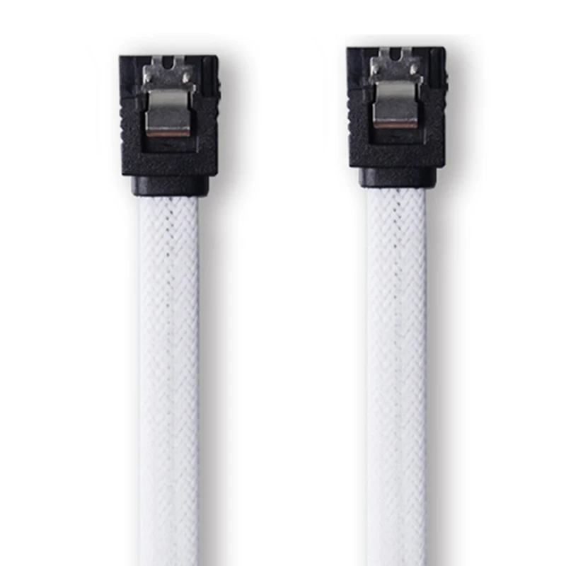 

50CM SATA 3.0 III SATA3 7pin Data Cable 6Gb/s SSD Cables HDD Hard Disk Data Cord with Nylon Sleeved Premium Version(White)