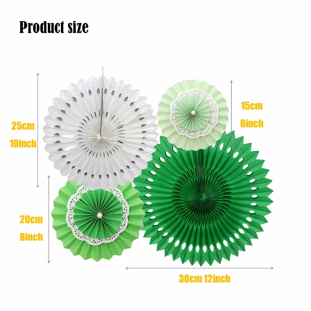 Зеленый/розовый/синий/фиолетовый/желтый комплект свадебной вечеринки декоративные смешанные размеры ткани бумажный веер Дети День рождения Висячие бумажные ремесла Декор