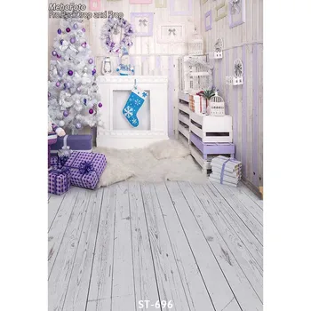 

Fancy indoor christmas children sock photography backdrops Computer Printed christmas tree and Gift box for Photo studio