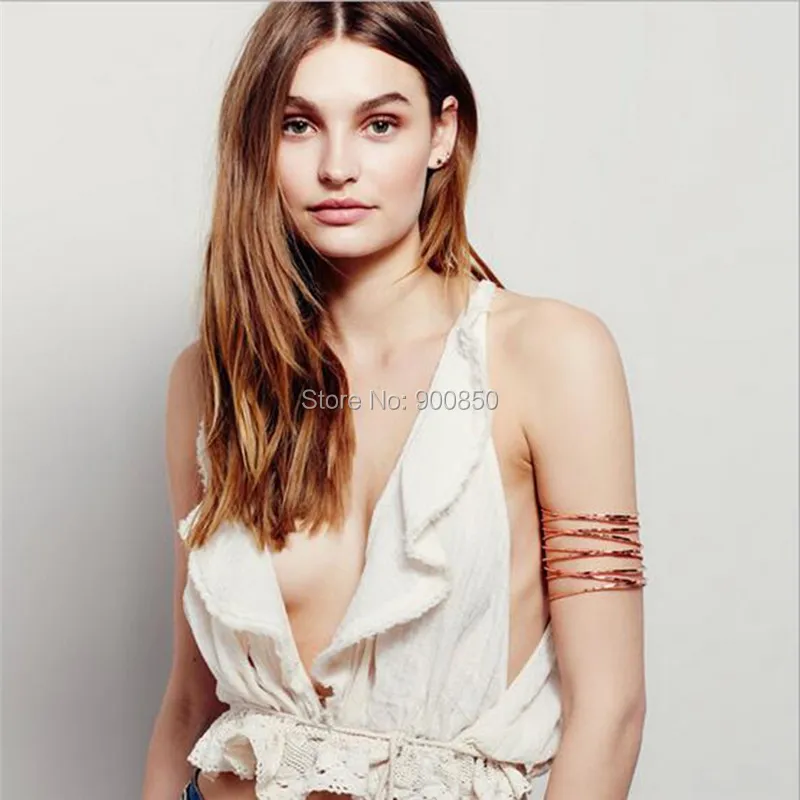 Women Gothic Jewelry Trendy Alloy Geometric Armband Upper Arm Cuff Bracelets & Bangles Exaggerated Party Accessories